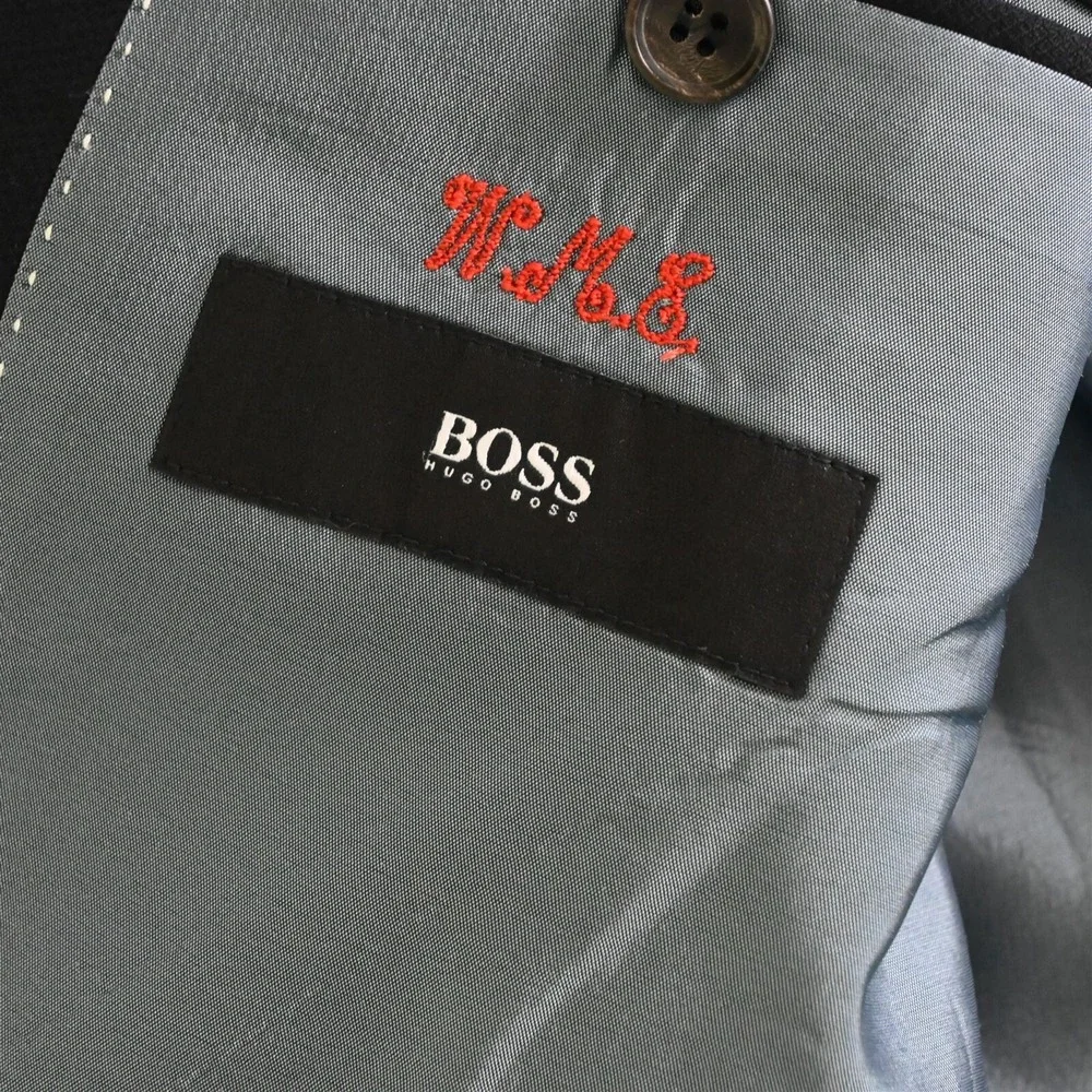 Hugo Boss 44L Navy Hopsack Pasolini US Guabello‎ Wool Sport Coat Jacket Suit